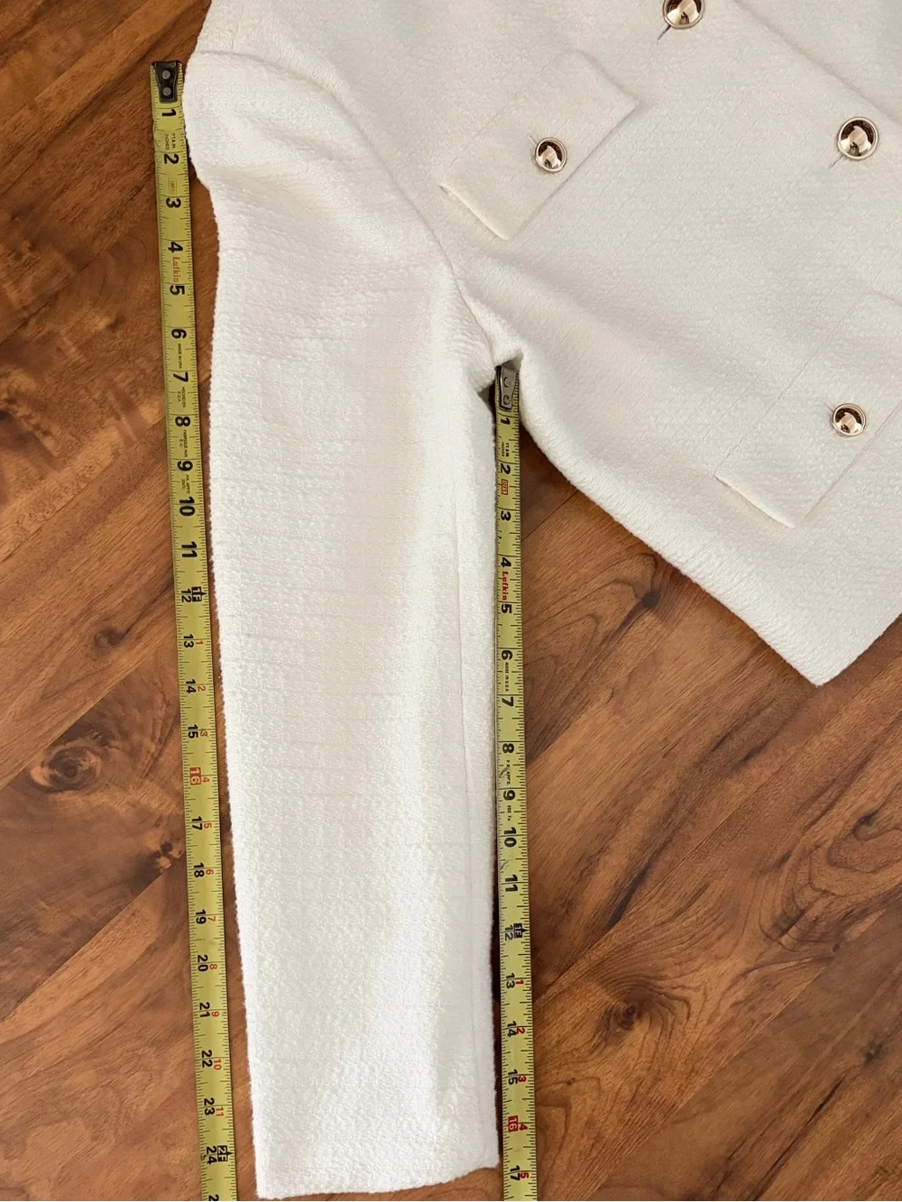 Ann Taylor Ivory White Boucle Button-Front Cropped Blazer Jacket Gold Button NWT